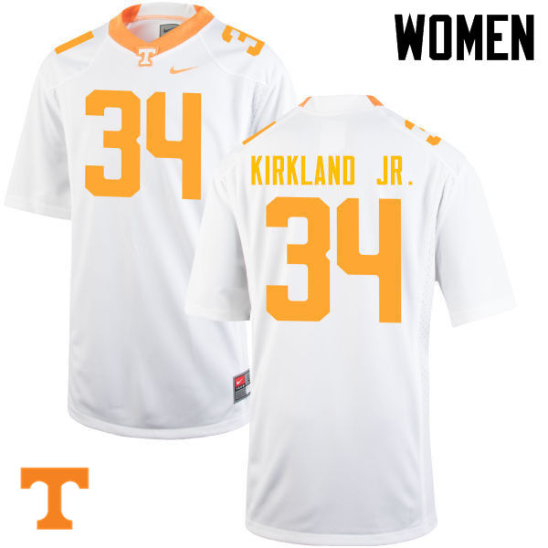 Women #34 Darrin Kirkland Jr. Tennessee Volunteers College Football Jerseys-White - Click Image to Close